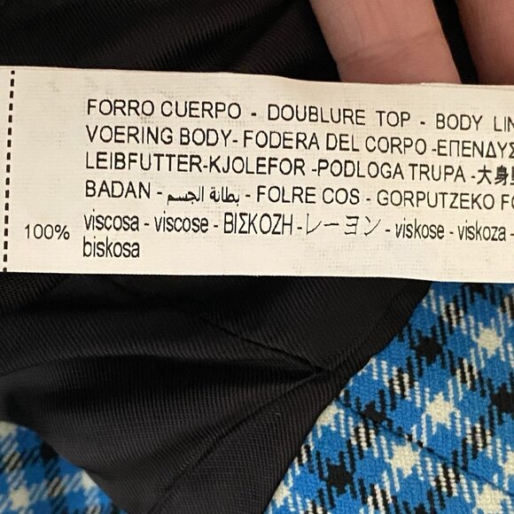 Zara Cropped Blazer M Blue Check Plaid Preppy Rich Old Money Academia Blogger - Picture 12 of 16